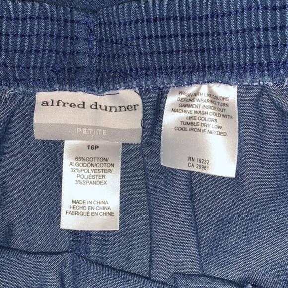 Alfred Dunner Petite 16P Blue Elastic Waist Denim Pants Cotton Blend With Pocket - Picture 2 of 8